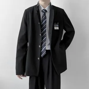 Aidase Mens Japanese College Student Uniform Jacket 2024 New Spring College Style Trend School Uniform Stand Collar Suit Jacket Unisex