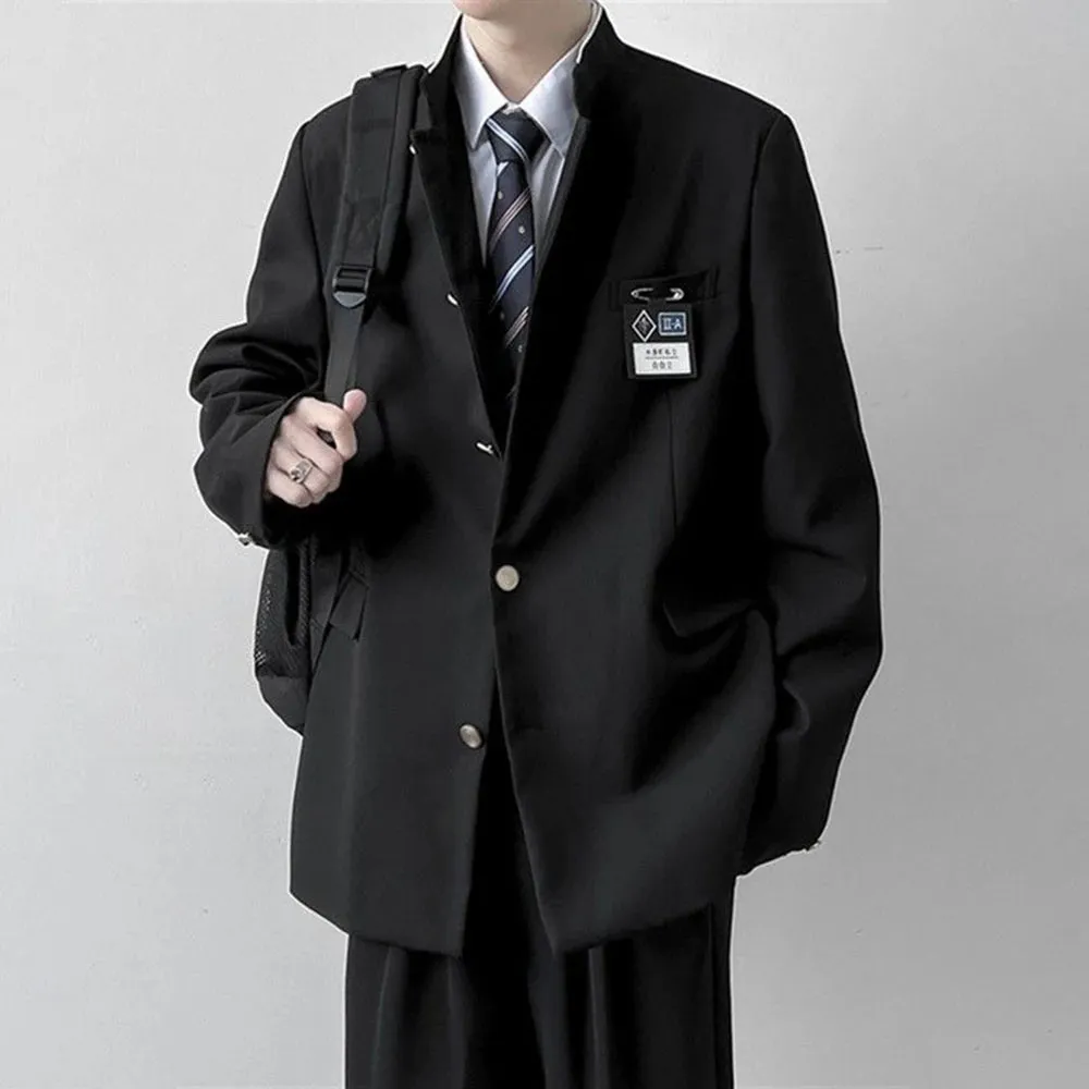 Aidase Mens Japanese College Student Uniform Jacket 2024 New Spring College Style Trend School Uniform Stand Collar Suit Jacket Unisex