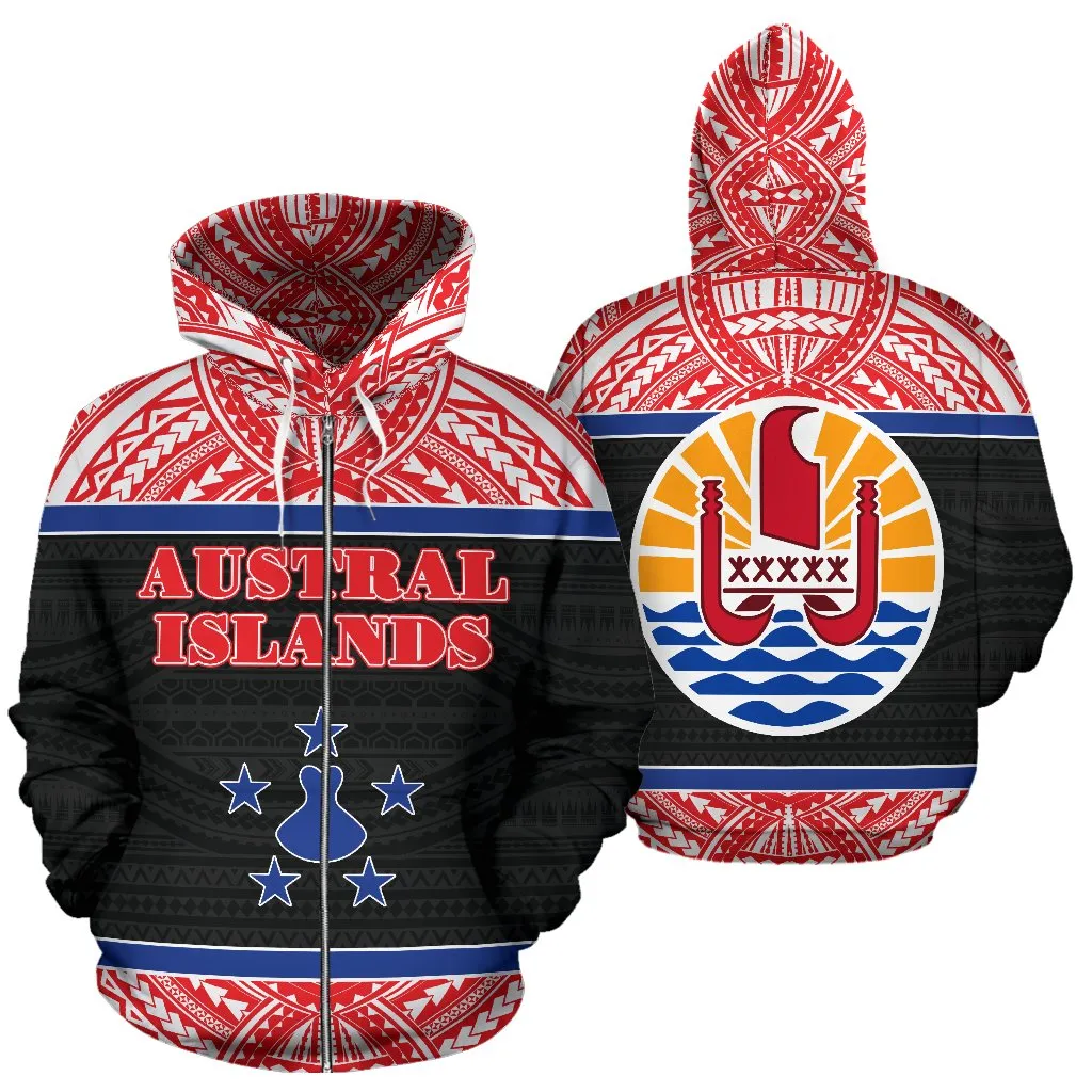 Austral Islands All Over Zip-Up Hoodie - Bn01