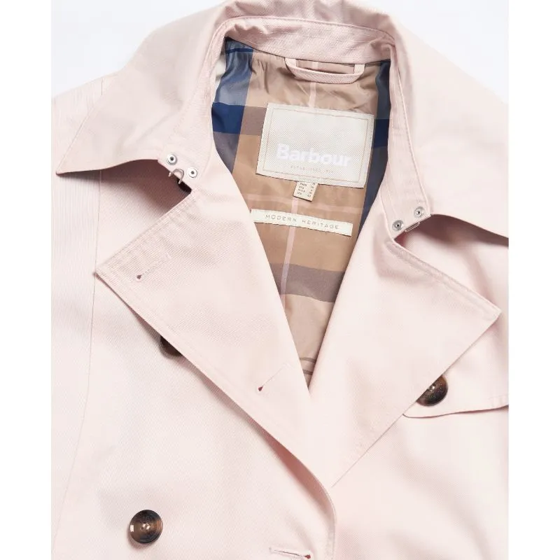 Barbour Greta Ladies Showerproof Trench - Primrose Pink/Primrose Hessian