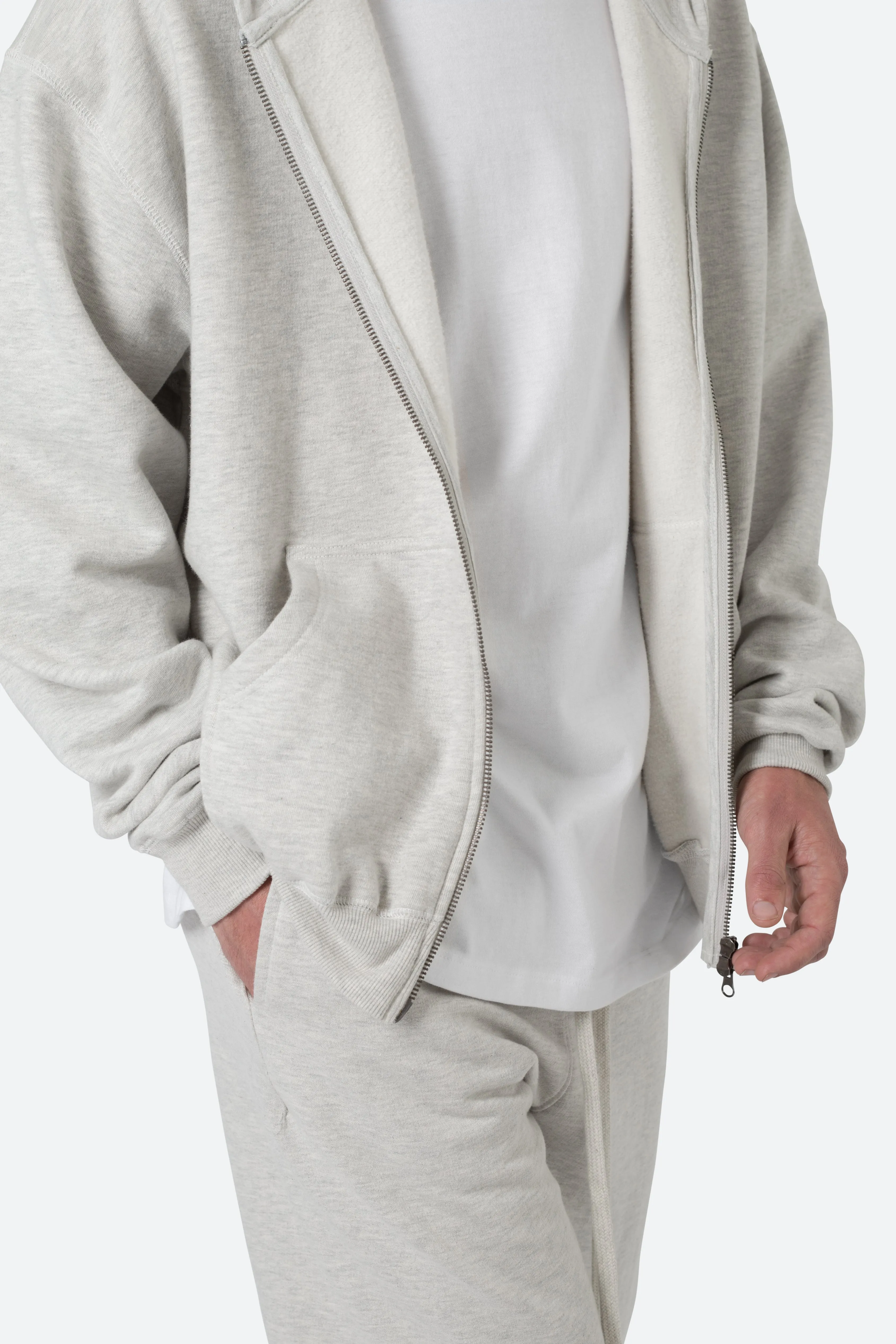 Basic Zip Up Hoodie - Grey