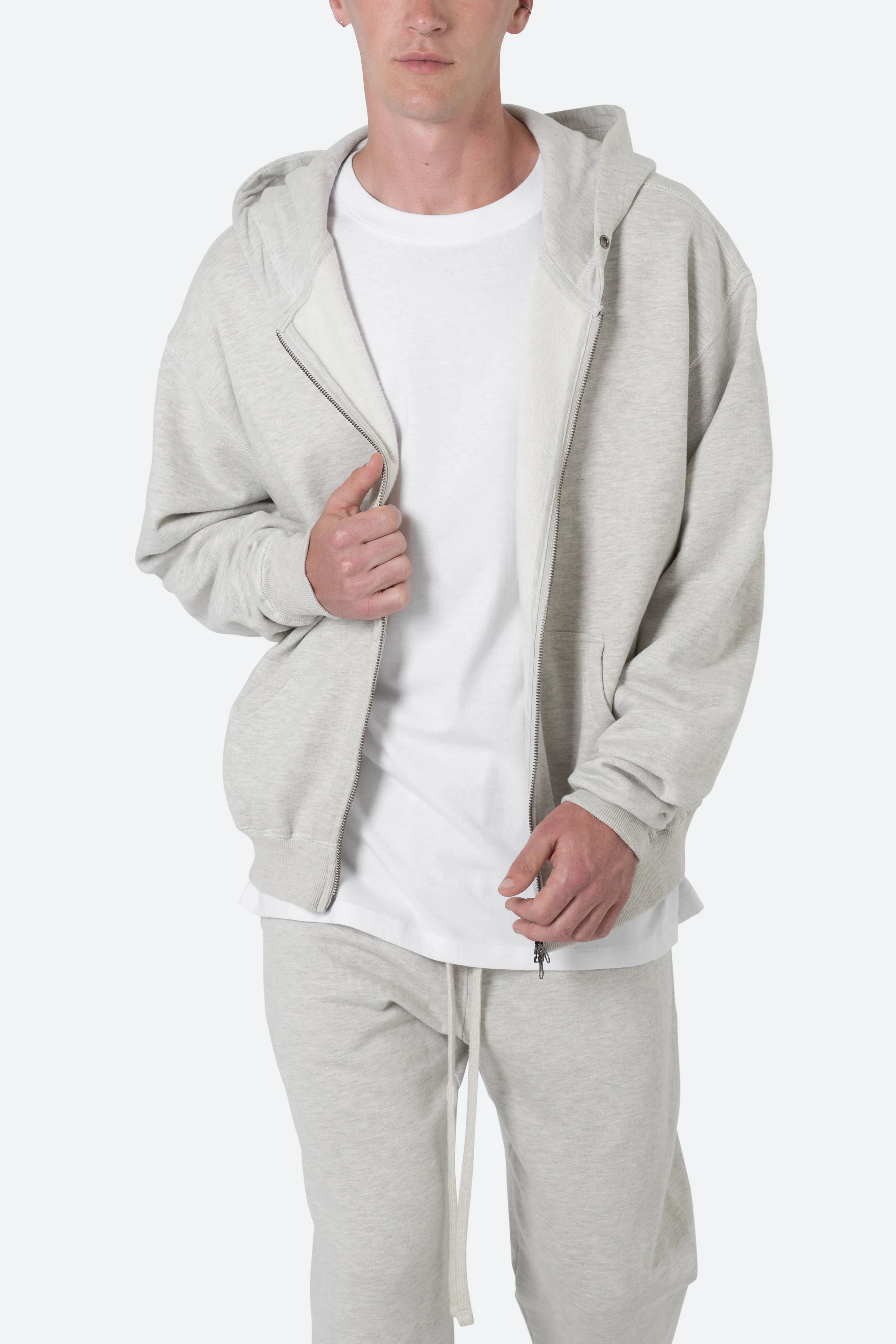 Basic Zip Up Hoodie - Grey