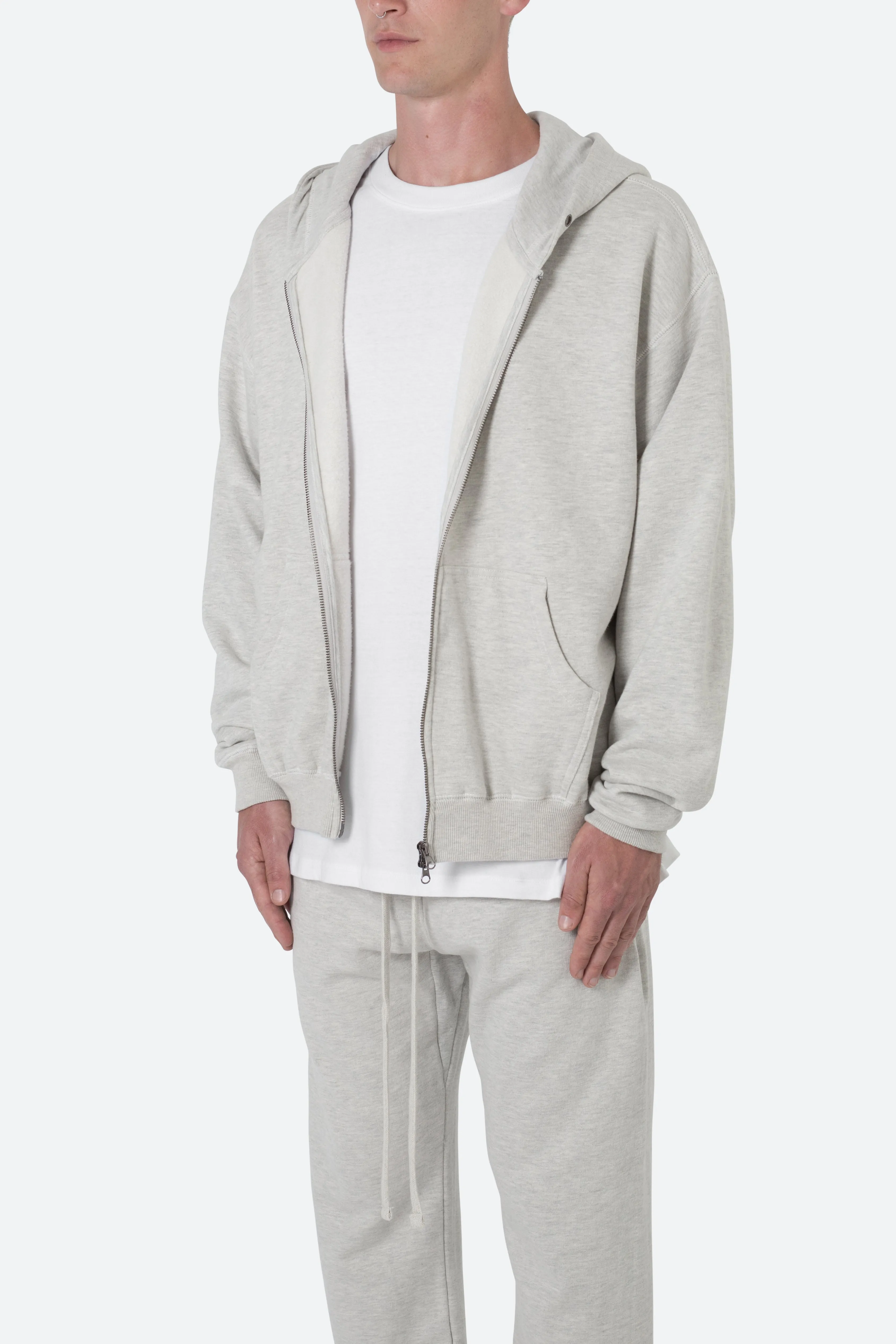 Basic Zip Up Hoodie - Grey