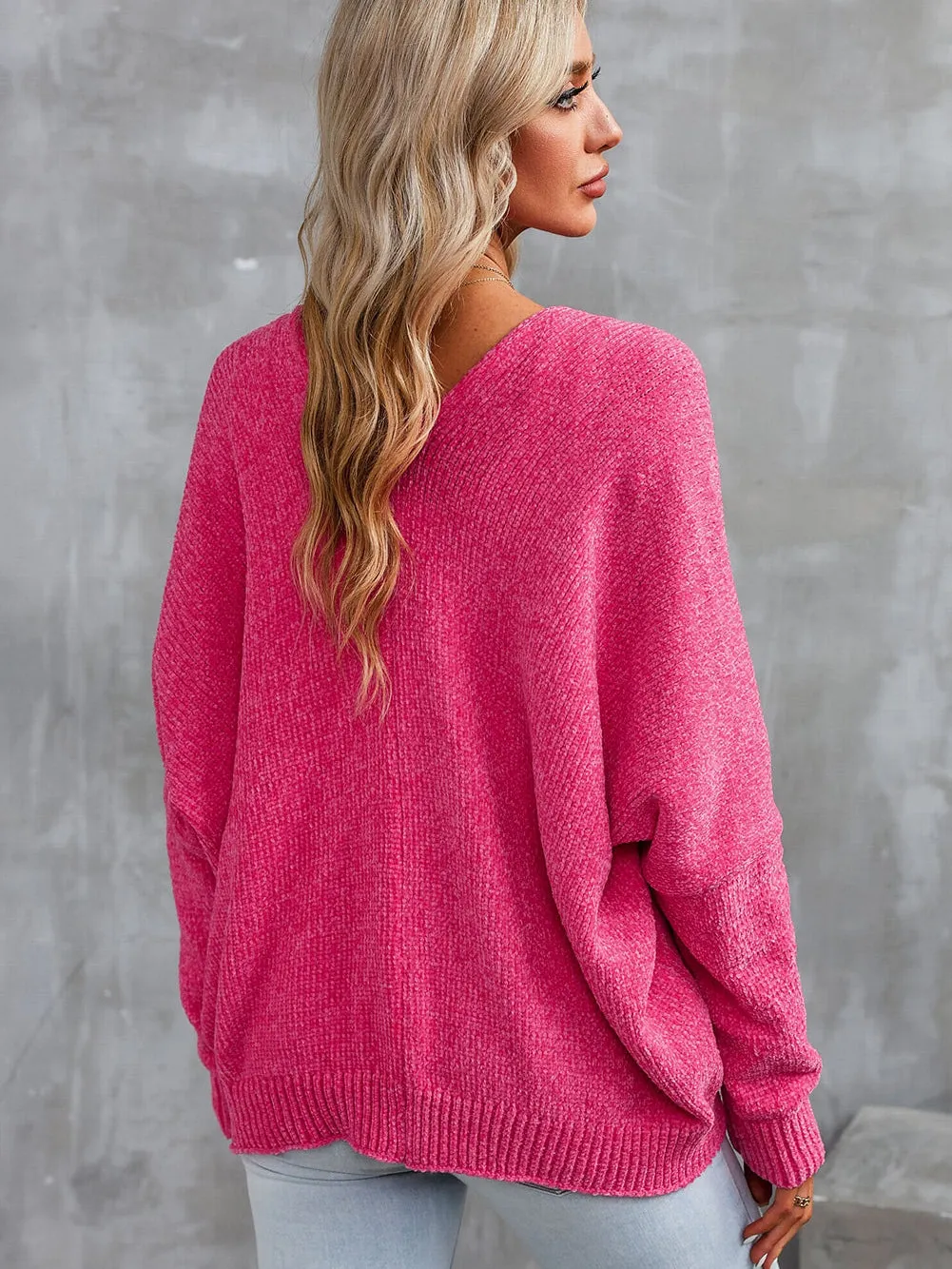 Blush Rose V-Neck Cardigan with Front Pockets