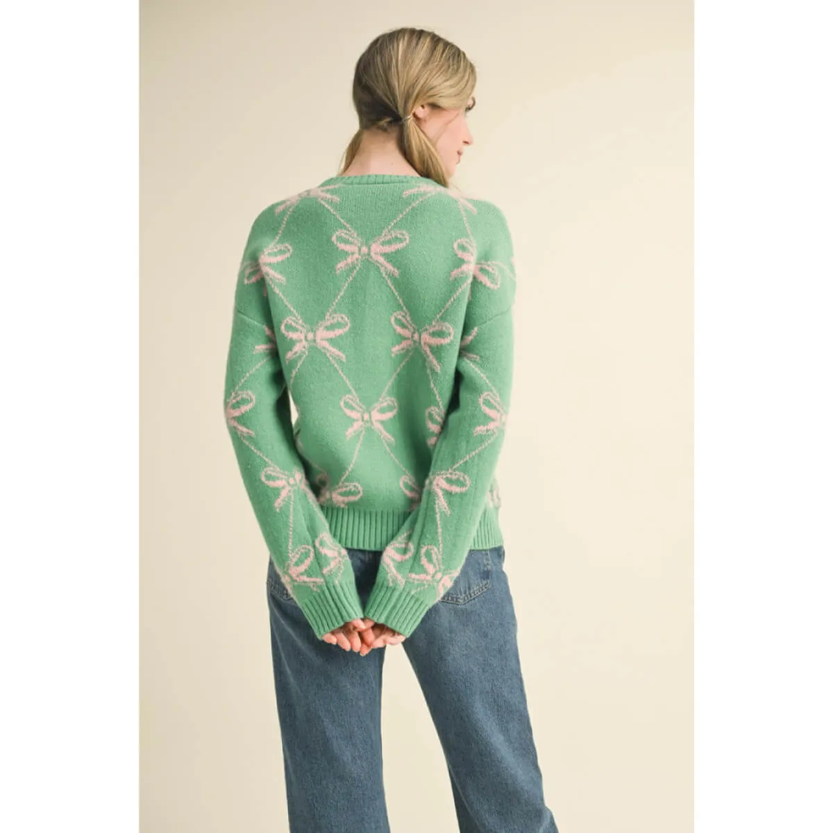 Bow Pattern Knit Sweater