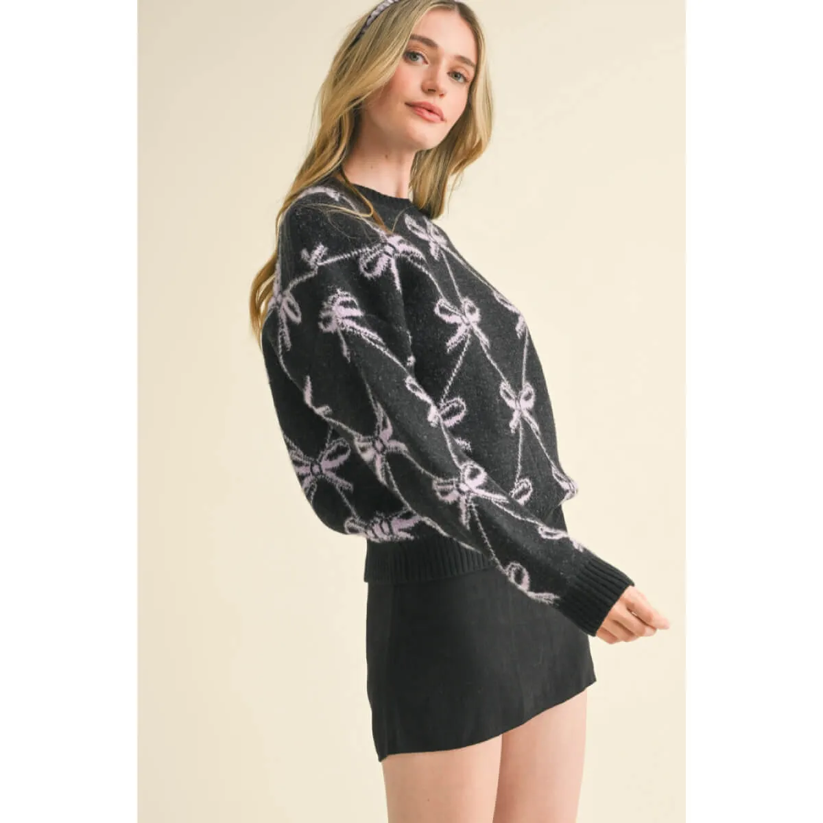 Bow Pattern Knit Sweater