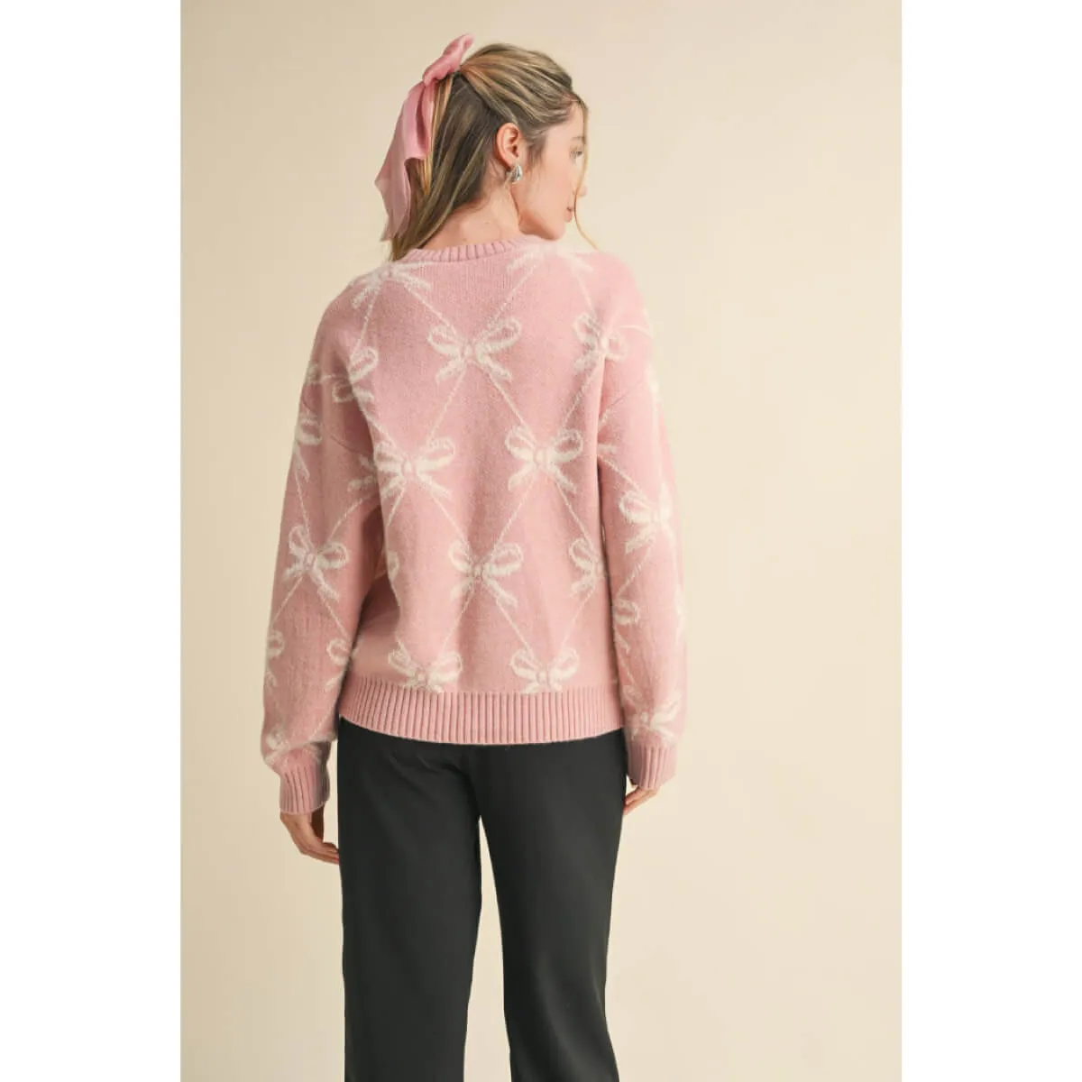 Bow Pattern Knit Sweater