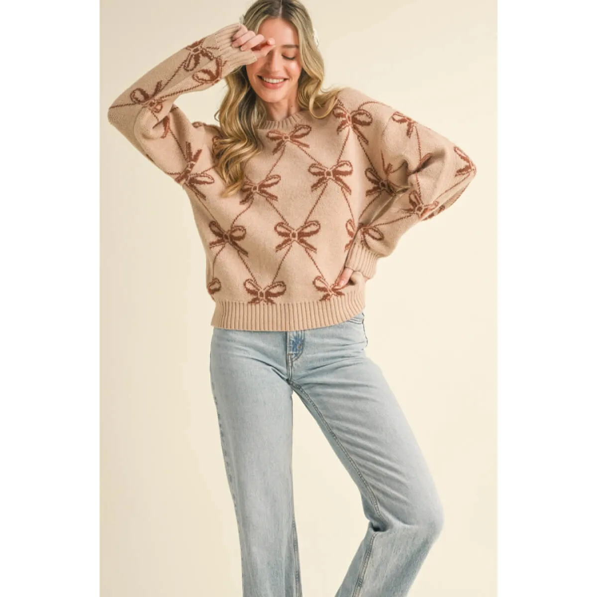 Bow Pattern Knit Sweater