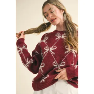 Bow Pattern Knit Sweater