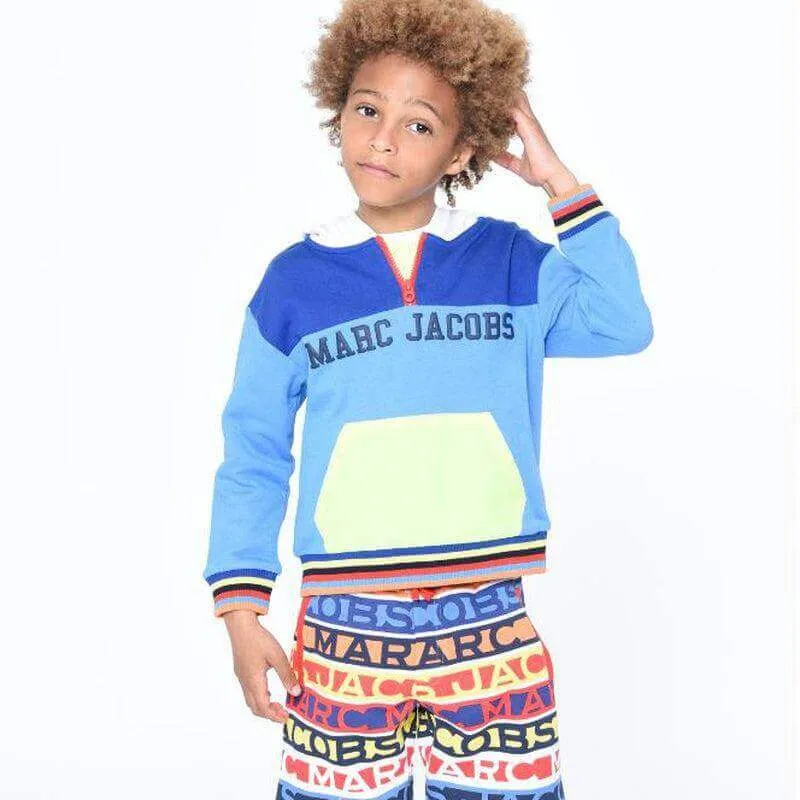 Boys Blue Logo Hooded Sweatshirt