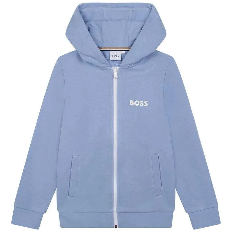 Boys Blue Logo  Zip Up Hoodie