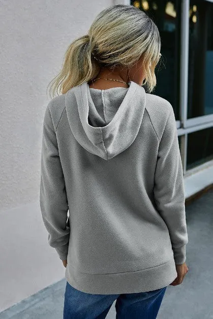 Button Sides Hoodie Sweater