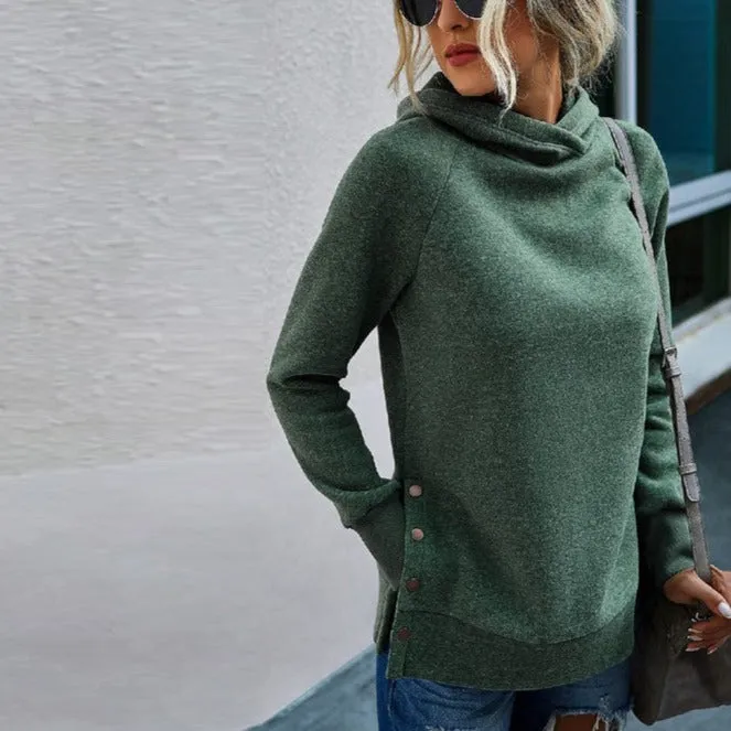 Button Sides Hoodie Sweater