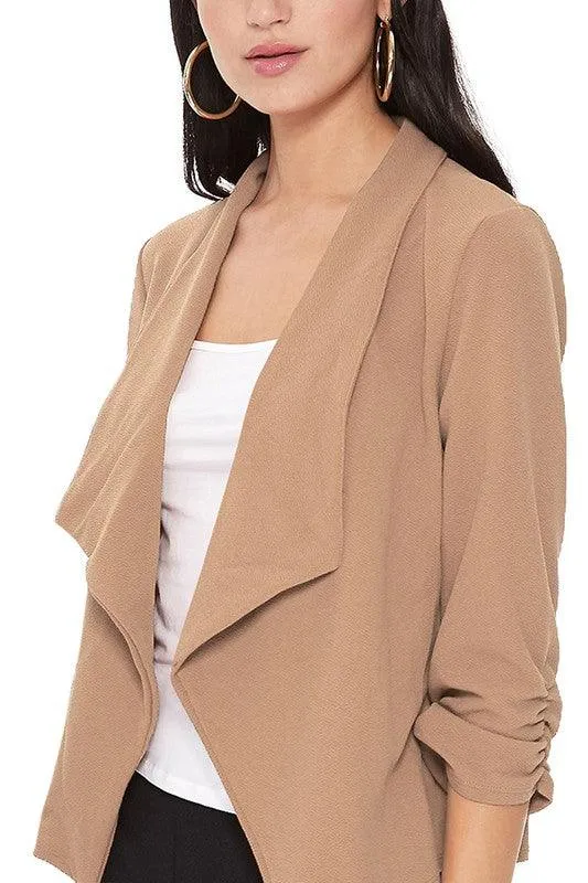 Casual Open Front Waist Length Blazer Womens