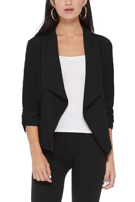 Casual Open Front Waist Length Blazer Womens