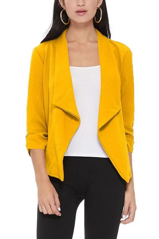 Casual Open Front Waist Length Blazer Womens