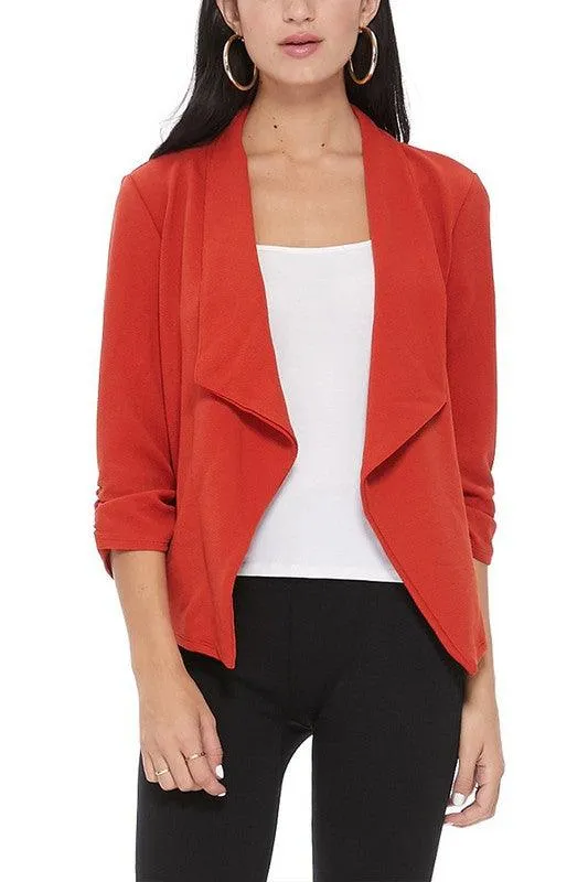 Casual Open Front Waist Length Blazer Womens