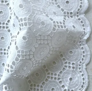 Circular Suns White Double-Scalloped Cotton Eyelet (Made in India)