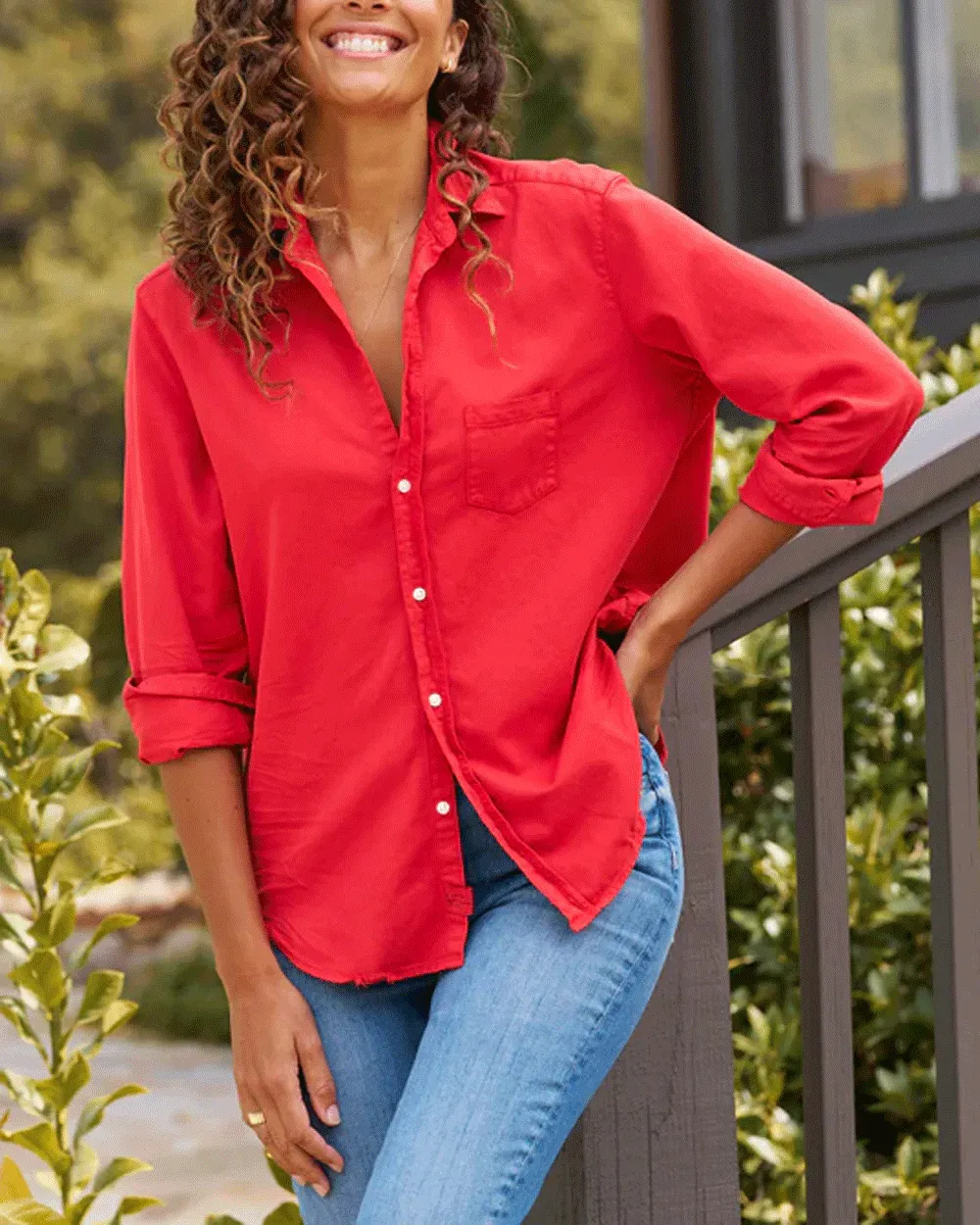 Crimson Relaxed Button Shirt