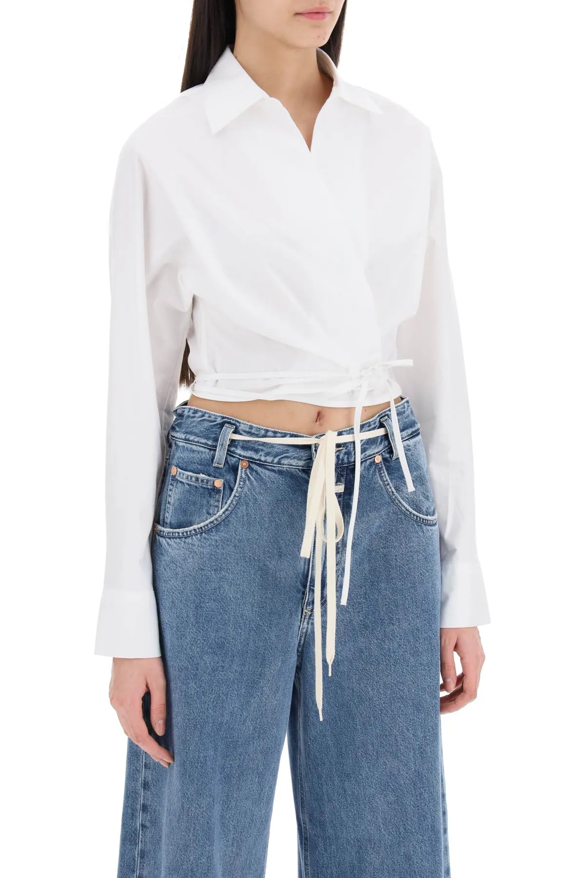 crossed cropped shirt with