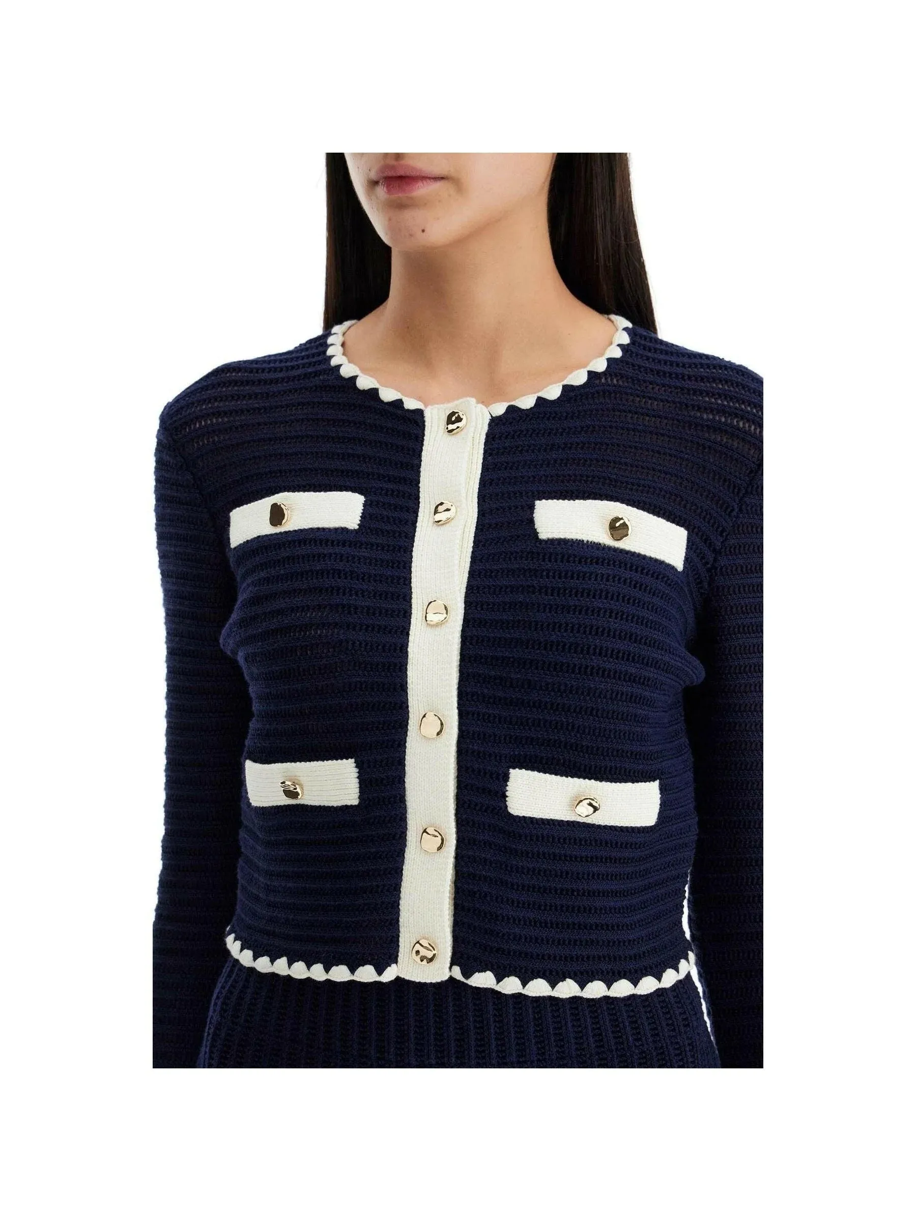 Crotchet Contrast Trim Sweater