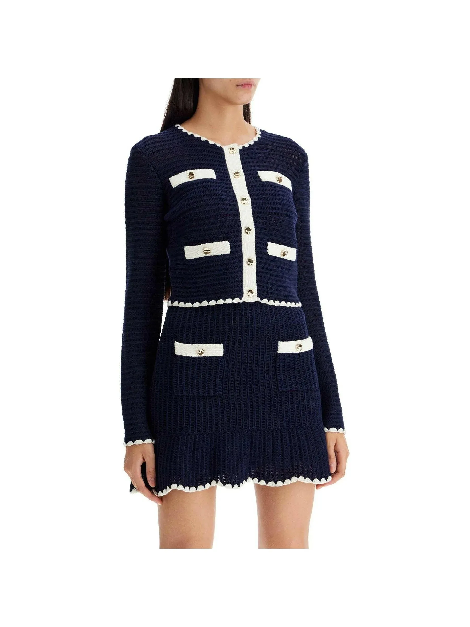 Crotchet Contrast Trim Sweater