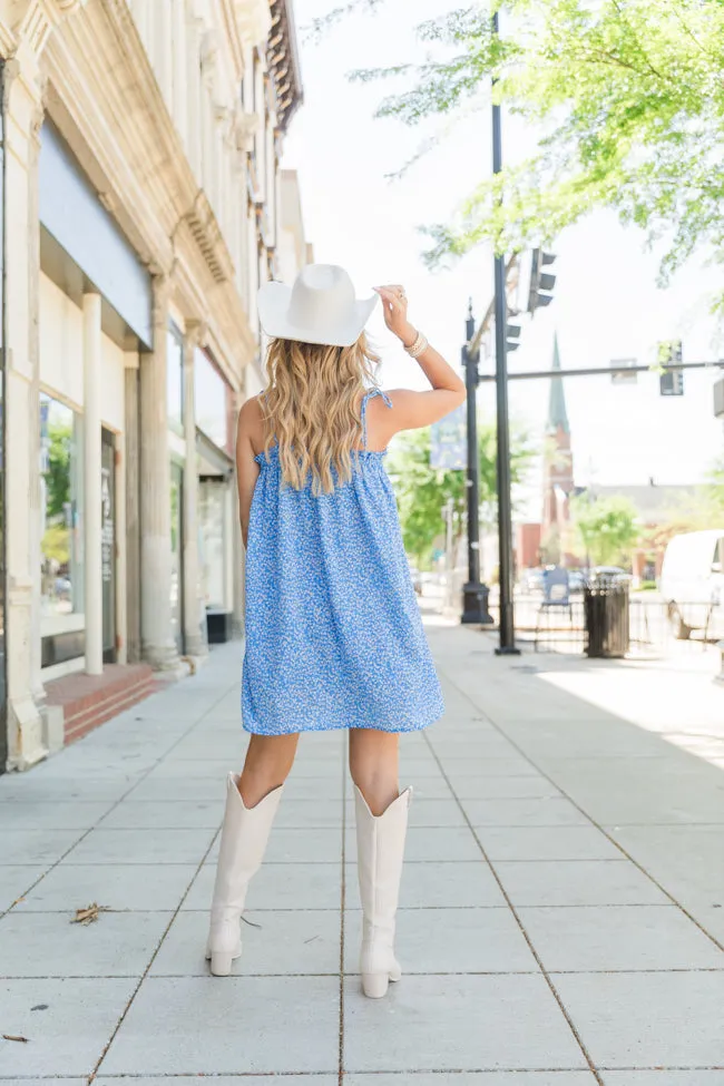 Dance With Me Blue Tie Shoulder Floral Mini Dress Tori X Pink Lily