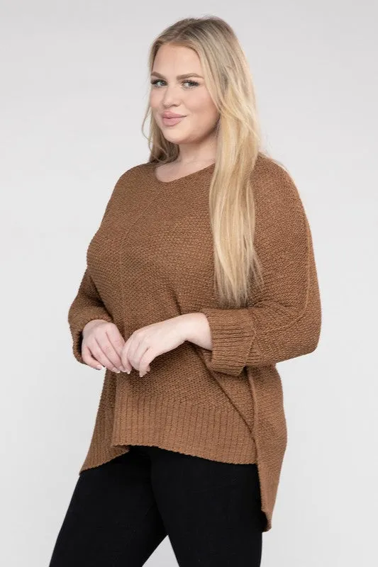 EESOME Plus Size Crew Neck Knit Sweater