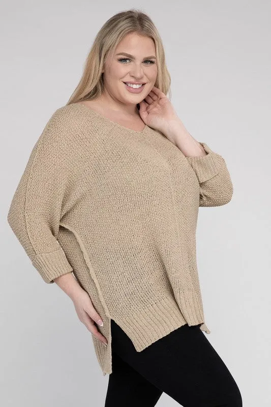 EESOME Plus Size Crew Neck Knit Sweater