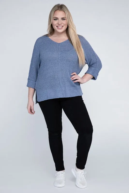 EESOME Plus Size Crew Neck Knit Sweater