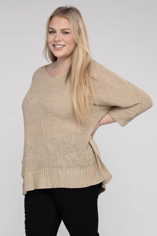 EESOME Plus Size Crew Neck Knit Sweater