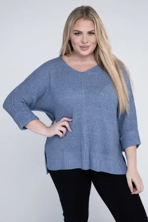 EESOME Plus Size Crew Neck Knit Sweater