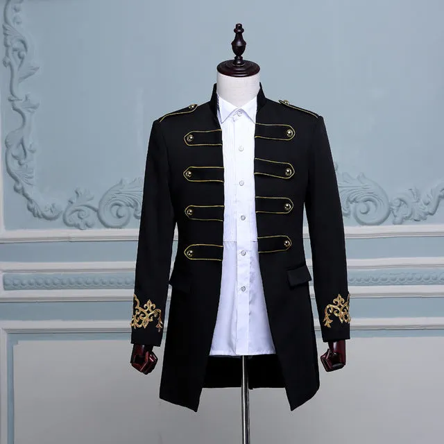 England Style with Chic Button Strap Design Men Costume Blazer