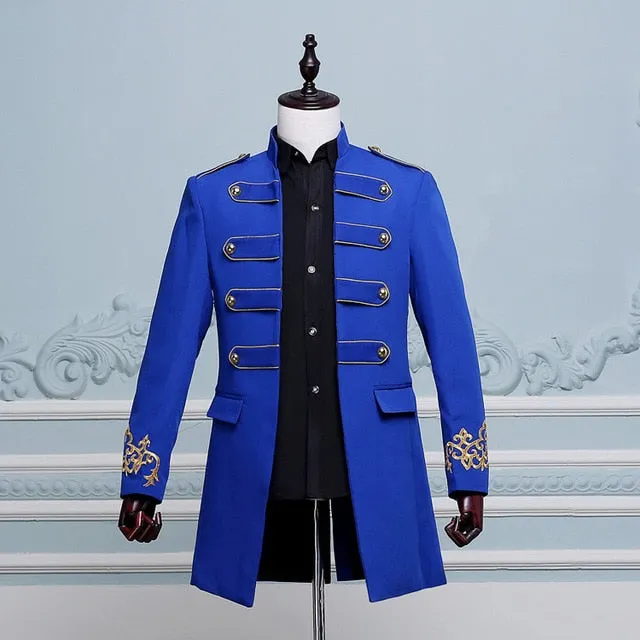 England Style with Chic Button Strap Design Men Costume Blazer