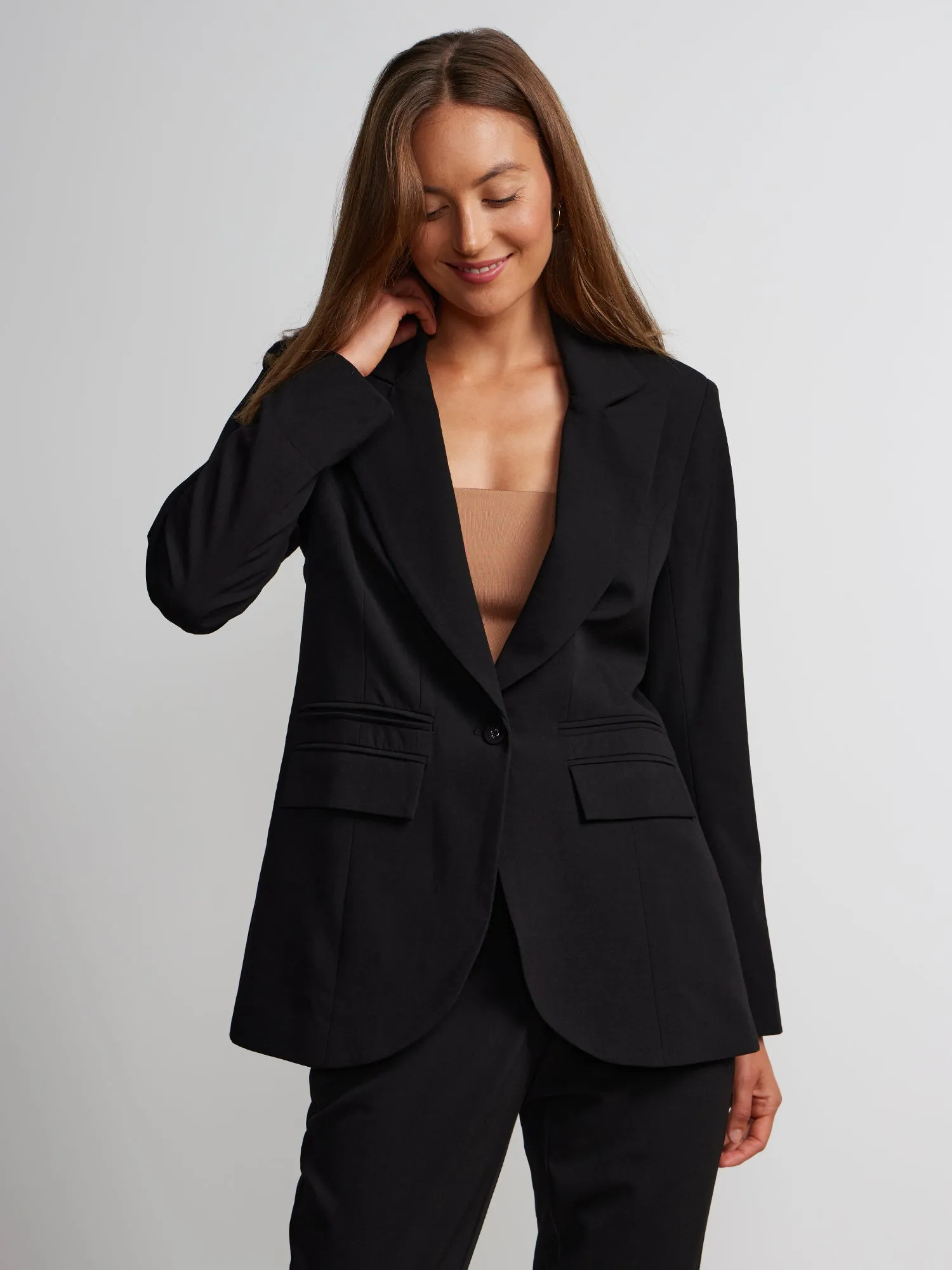 Essential Stretch Long Sleeve Peak Lapel Blazer