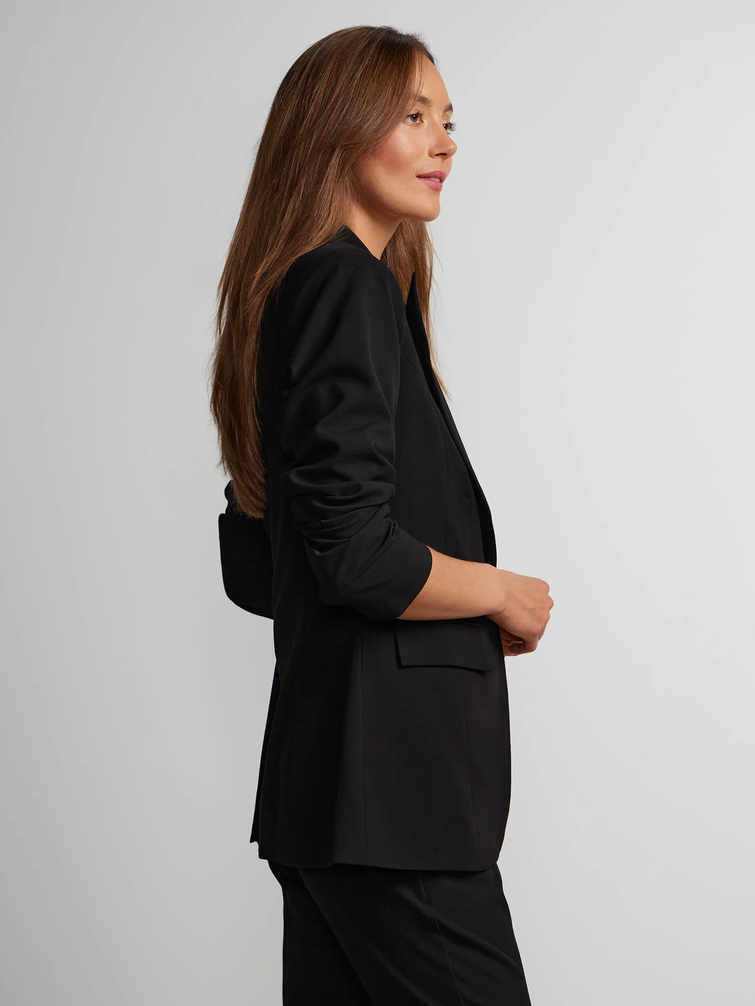 Essential Stretch Long Sleeve Peak Lapel Blazer