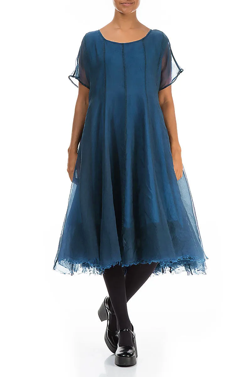 Flowy Azure Silk Chiffon Dress