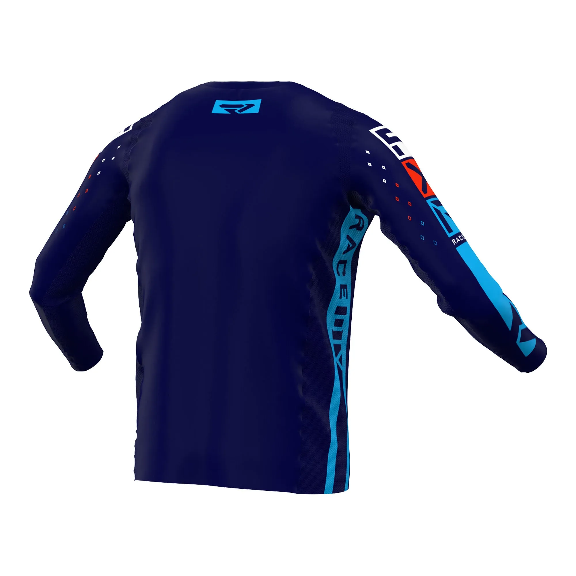 FXR  Mens Navy Cyan Red Podium Pro LE MX Jersey Longsleeve Lightweight Athletic