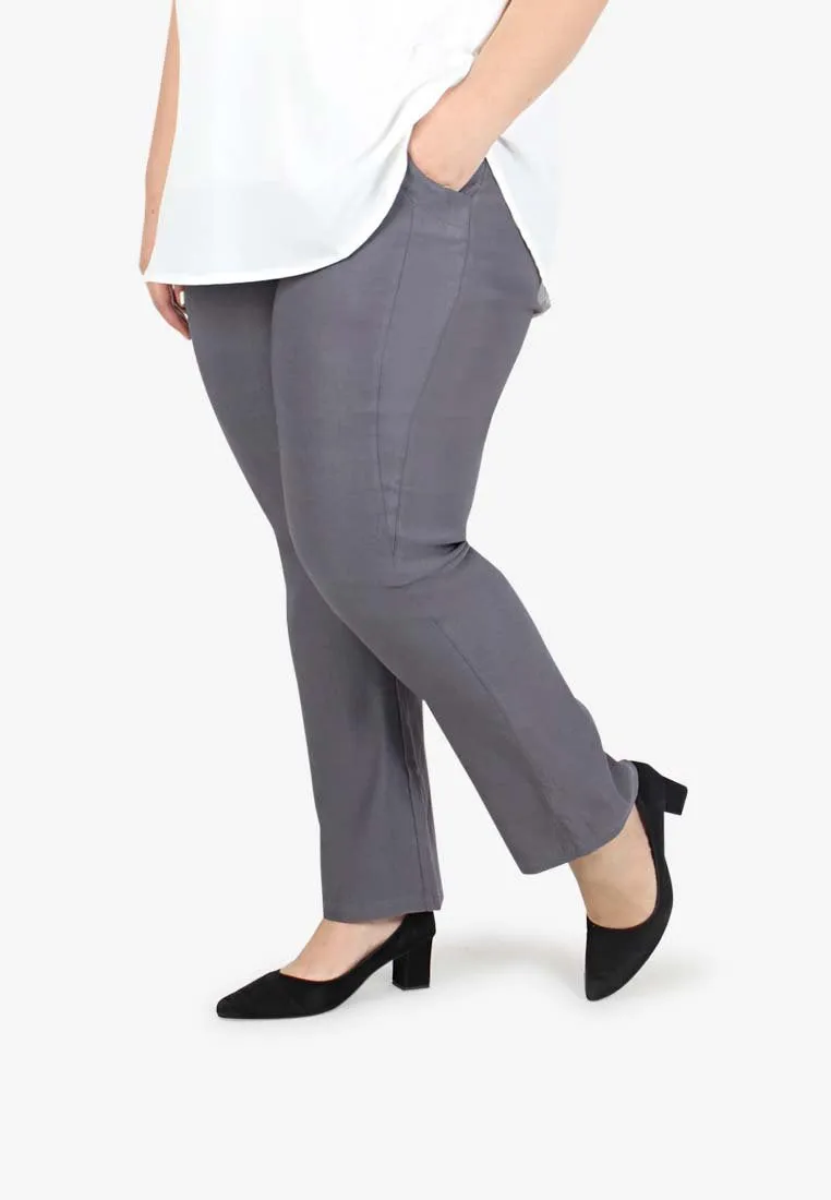 Gracie FLEXI Tall Version Straight Cut Pants - Grey