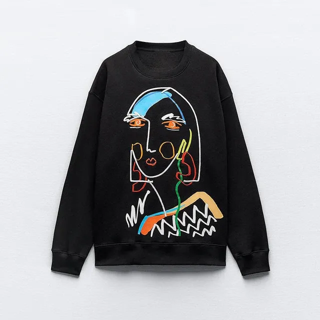 Graphic Oversized Sweatshirt - Plush Casual Streetwear