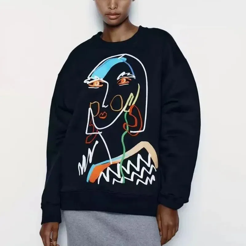 Graphic Oversized Sweatshirt - Plush Casual Streetwear