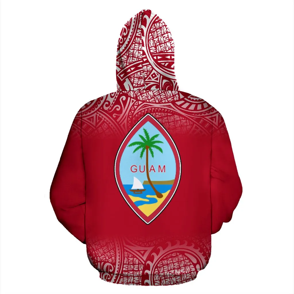 Guam Polynesian Red All Over Hoodie - Fog Version - BN09