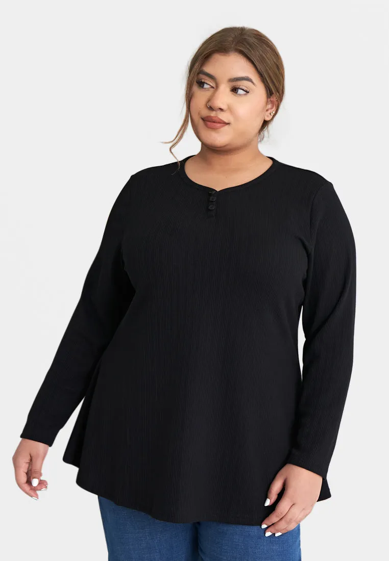 Helene Ribbed Henley Tee