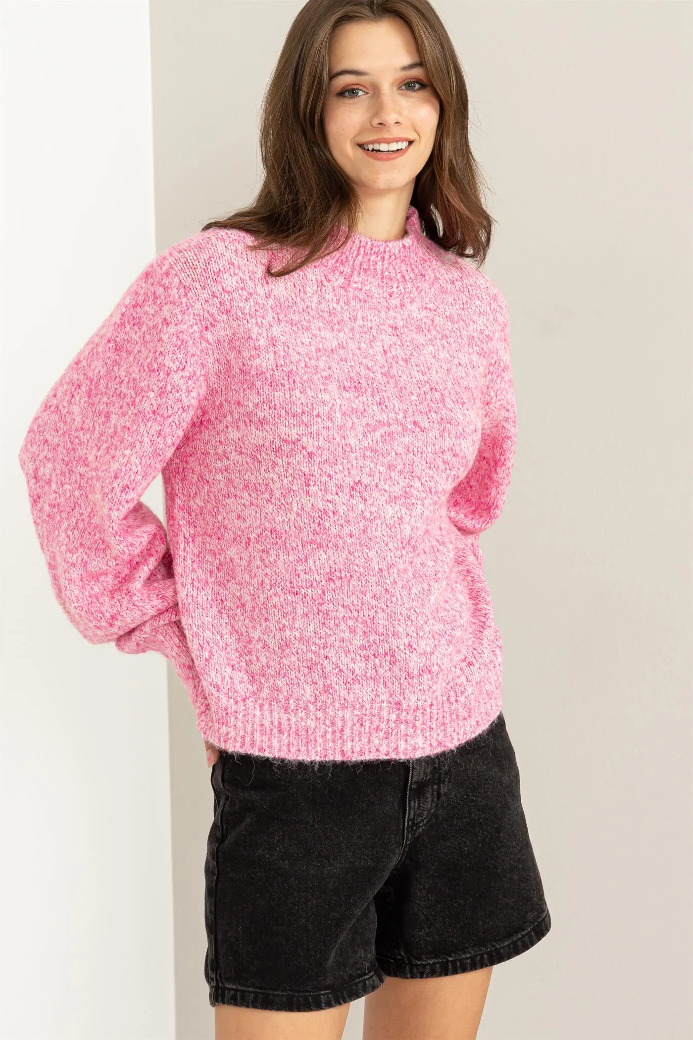 HF23F891-High Neck Pullover Sweater