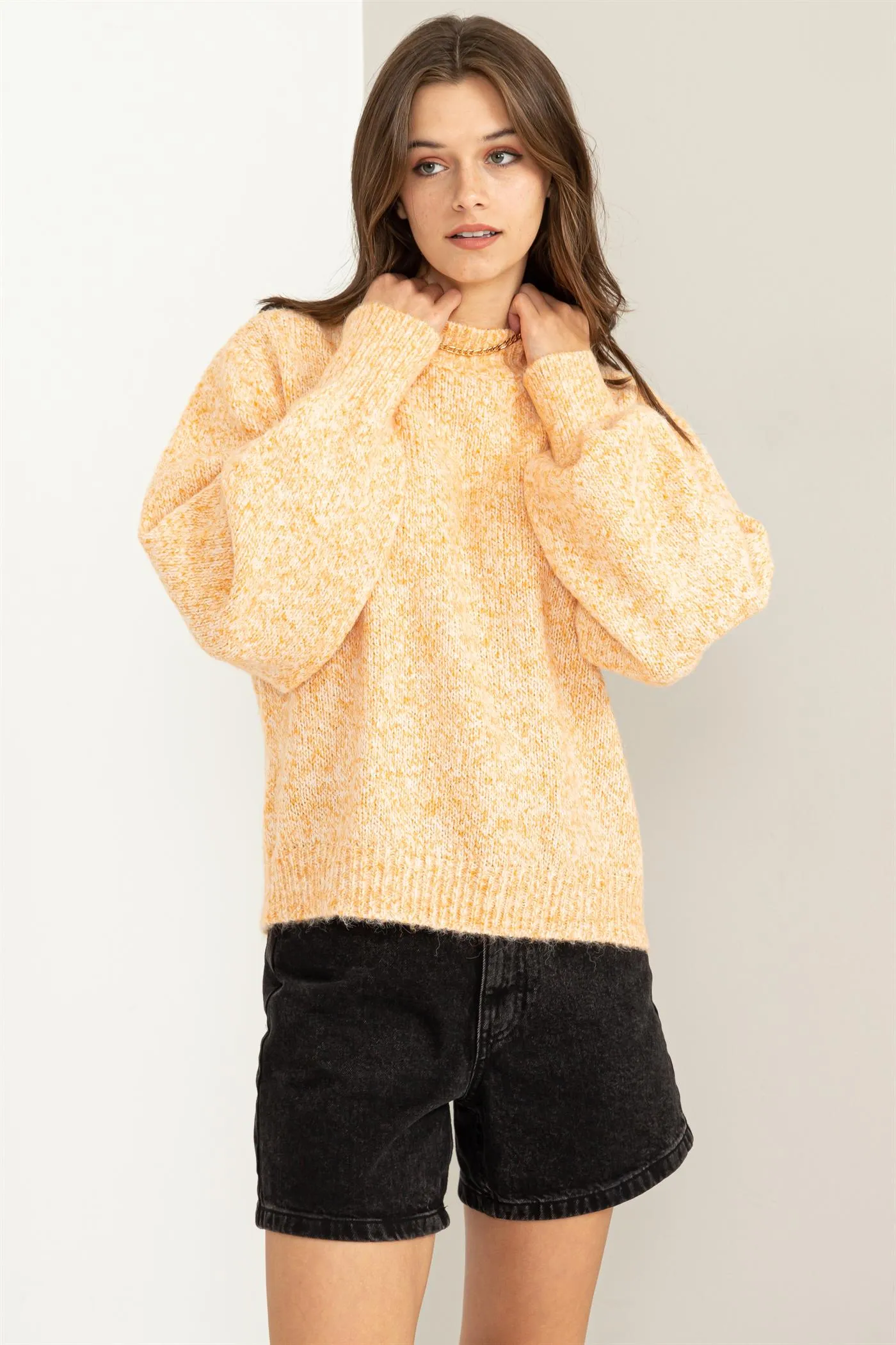 HF23F891-High Neck Pullover Sweater