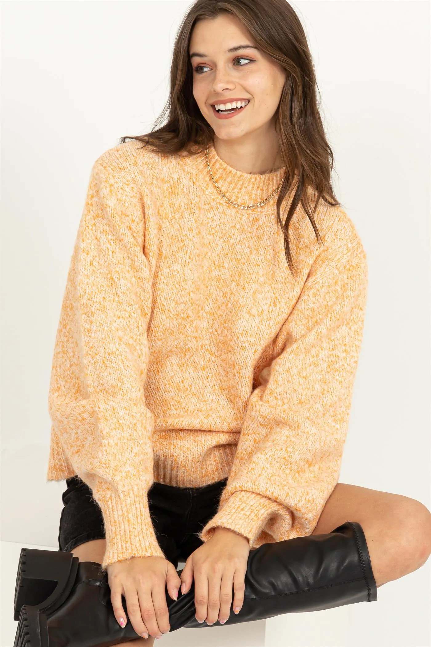 HF23F891-High Neck Pullover Sweater