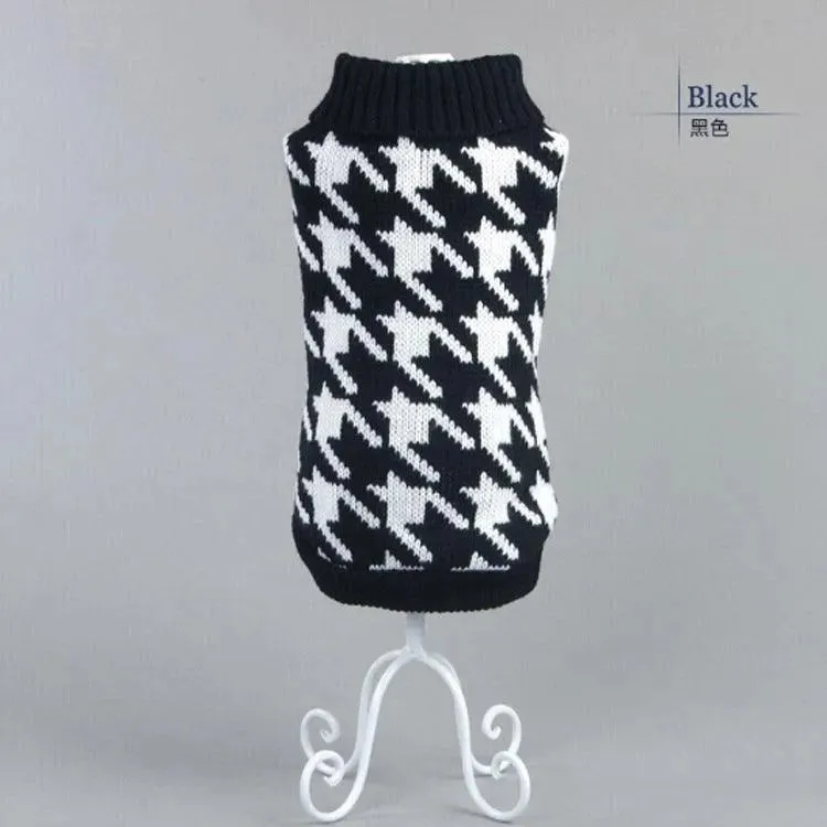 Houndstooth Wool Dog Sweater | Classic Pet Clothes