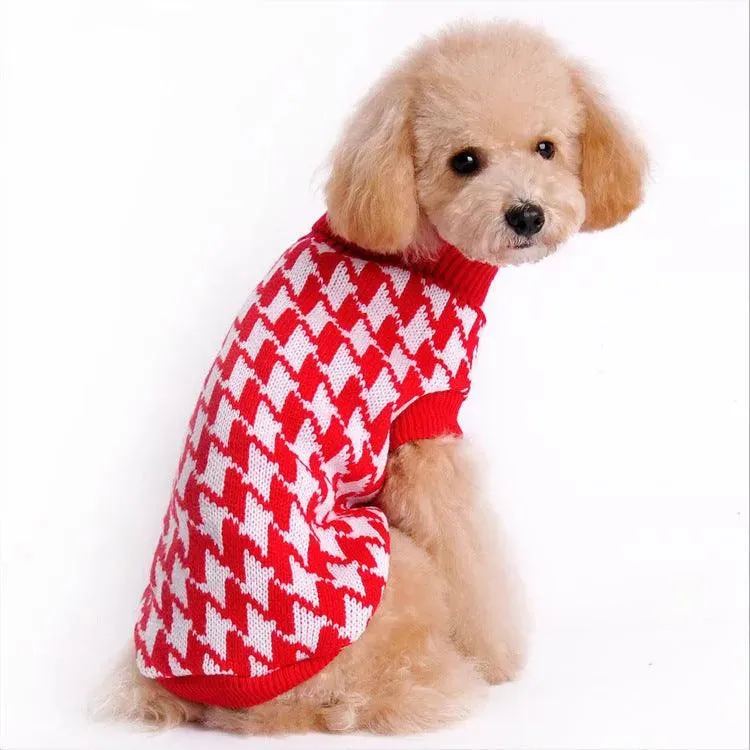 Houndstooth Wool Dog Sweater | Classic Pet Clothes