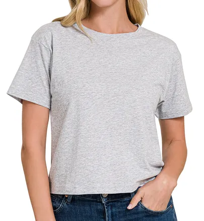 Just Relax Heather Grey Cotton Crew Neck Short Sleeve T-Shirt