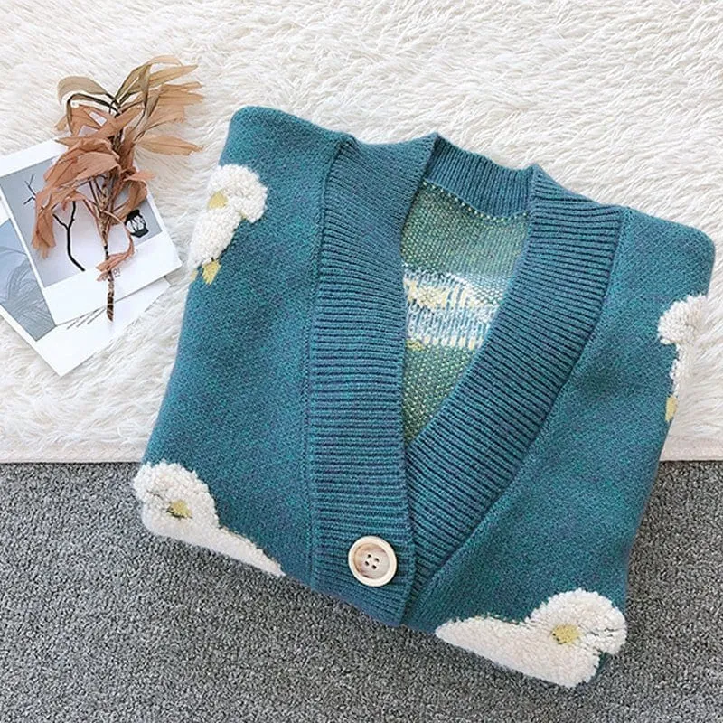 Lemandik Cute Sweater Cardigan Flocked Sheep